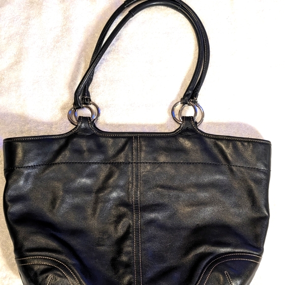 COACH Soho Large Black Smooth Leather Carryall Business Tote Shoulder Bag #5770 - Picture 5 of 11